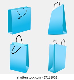 set of blue shopping bags. vector illustration