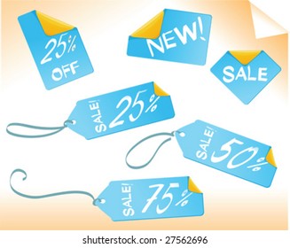 set blue shopping labels