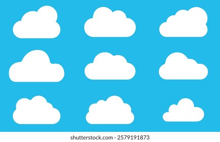 Set of blue sky, clouds bundle vector illustration.