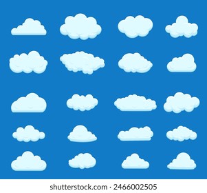 Set of blue sky, clouds. Cloud icon. Vector illustration. Vector illustration in flat style