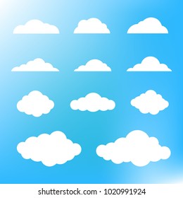 Set of blue sky, Vector illustration of clouds collection