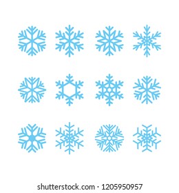 Set of blue snowflakes