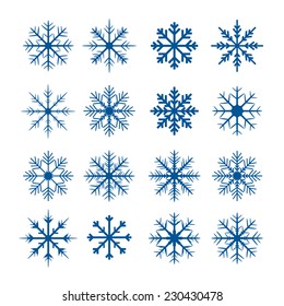 Set of blue snowflakes