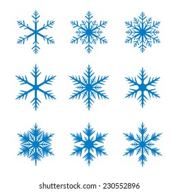 Set of blue snowflakes