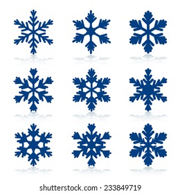 Set Blue Snowflakes Stock Vector (Royalty Free) 233849719