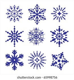 Set of blue snowflakes