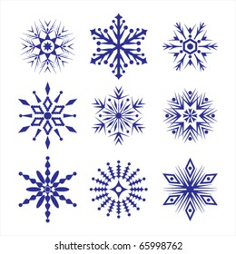 Set of blue snowflakes
