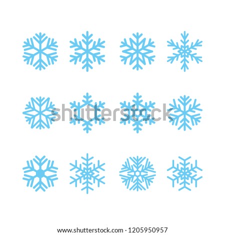 Set of blue snowflakes