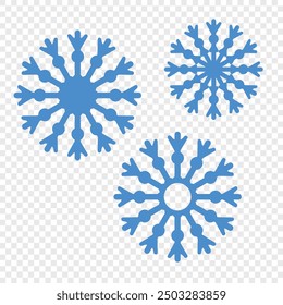 Conjunto de copos de nieve azul, estilo plano, delicado, lindo, elegante, de buen gusto, nieve