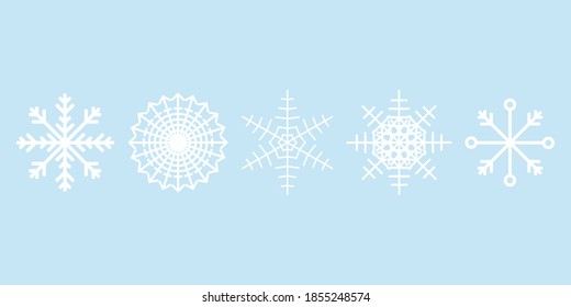 Set of blue snowflakes icon isolated on white background. Vector illustration. Eps 10