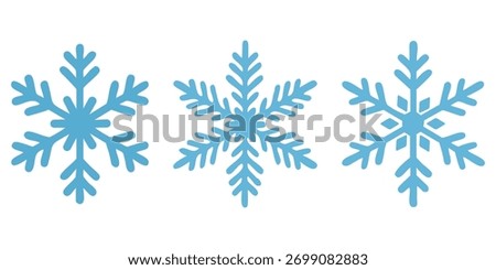 set of blue snowflakes on background vector
