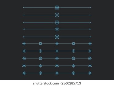 set blue snowflakes text line divider winter theme decoration