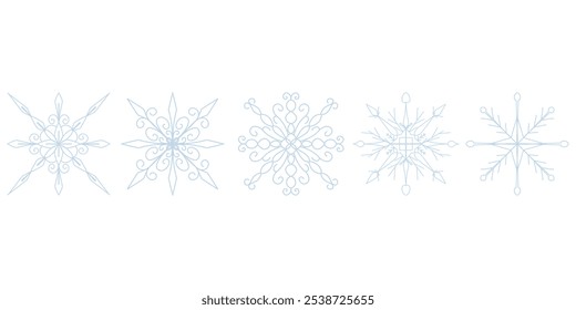 Conjunto de copos de nieve azul Ilustración vectorial
