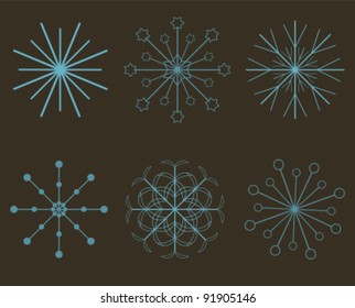 Set of blue snowflakes. Vector illustration