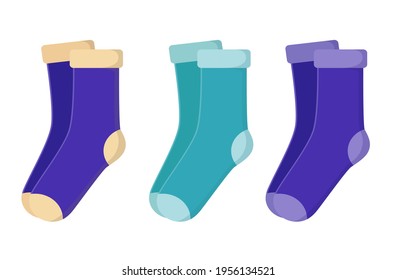 Set of blue socks on a white background