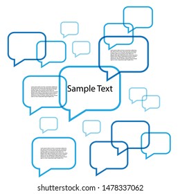 Set of Blue Speech Bubbles. Business Communication Icon Designs
