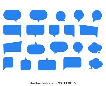 Set of blue speech bubbles icons