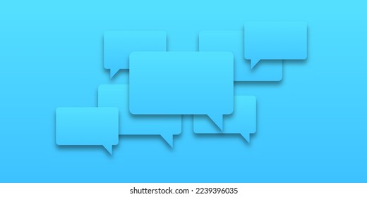 Set of blue speech bubbles icons. Communication between people, a kind of active conversation. The concept of human communication. illustration of speech bubbles on a blue background.