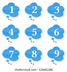 Set of blue speech bubbles with numbers, vector eps10 illustration