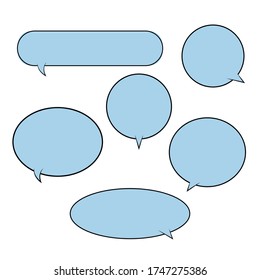 Establece burbujas de voz azules en un fondo blanco. EPS vectorial 10.