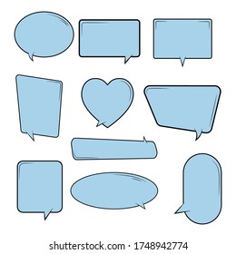 Set blue speech bubbles on a white background. Vector EPS 10.