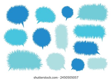 Set blue speech bubbles on white background. chat box or chat vector square and doodle message or communication icon Cloud speaking for comics and minimal message dialog