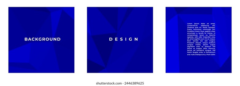 set of blue square background with abstract triangles suitable for cover social media post flyer template