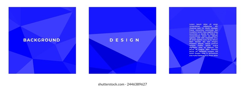 set of blue square background with abstract triangles suitable for cover social media post flyer template