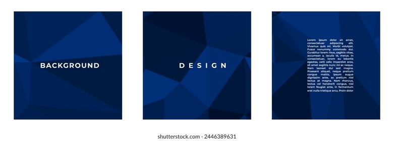 set of blue square background with abstract triangles suitable for cover social media post flyer template