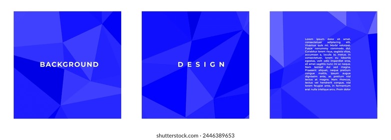 set of blue square background with abstract triangles suitable for cover social media post flyer template