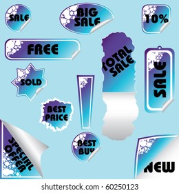 set of blue stickers