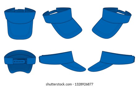 Set Blue Sun Visor Cap Vector
for Template