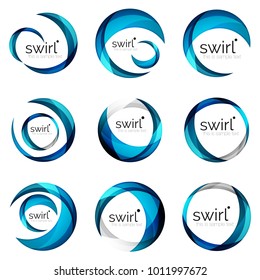Conjunto de círculos giratorios azules abstractos de iconos vectoriales. Círculo, helix, rotación, conceptos de movimiento espiral. Ilustración del vector