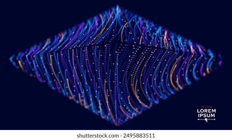 Set of Blue Technology Objects. Hi-Tech Grid Style Wireframe 3D Forms. Artificial Intelligence HUD Design Element. Cloud Computing Server Technology Concept. Vector Illustration.