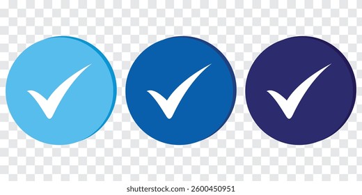 Set of a Blue Tick Mark Icon.  Social media account verification icons. Profile verification icons. EPS 10