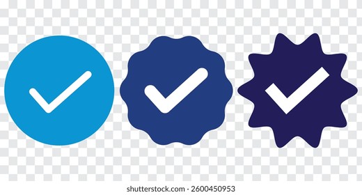 Set of a Blue Tick Mark Icon.  Social media account verification icons. Profile verification icons. EPS 10