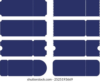 Set of blue ticket design in various style