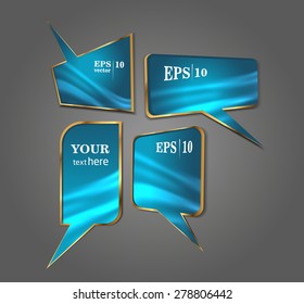Set of blue tips in the form of gold. Banner with a single texture. Place your text. vector.