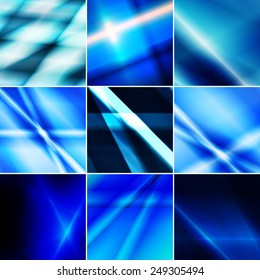 Set of blue toned backgrounds. Illustrated vector background set.
