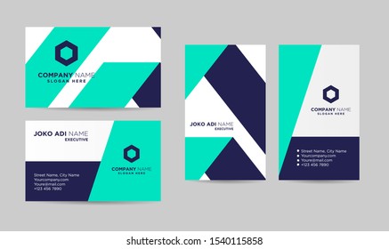 set blue tosca creative business card template design template