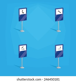 a set of blue traffic signals with different icons