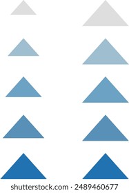 Set of blue triangle flow charts