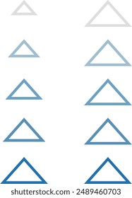 Set of blue triangle flow charts