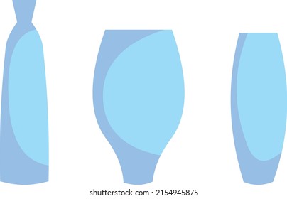 set of blue vases flat style