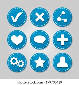 Set of blue vector badges/icons for web - in light blue