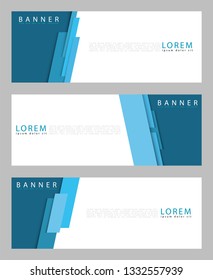 set blue vector banner web template modern design geometric.