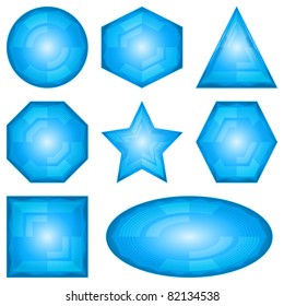Set blue vector eps10 icons, computer buttons different forms