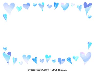 Set of blue vector hearts illustration.