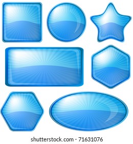 Set blue vector icons, buttons different forms