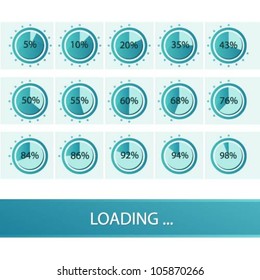 Set of blue vector loading icons